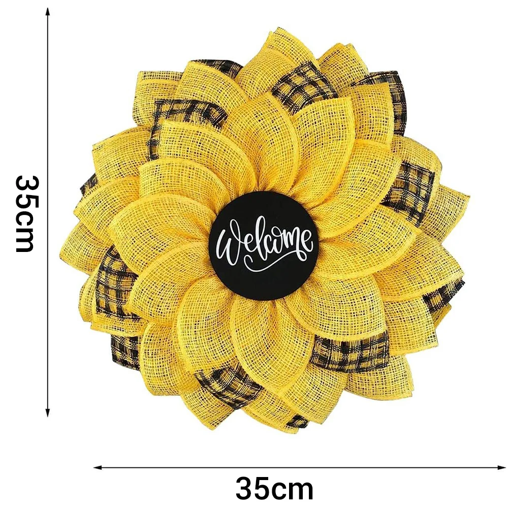 

Simulation Leaf Bee Sunflower Wreath Artificial Garland Hanging Pendants Wedding Lawn Bar Living Room Wall Hanging Bee Day Party