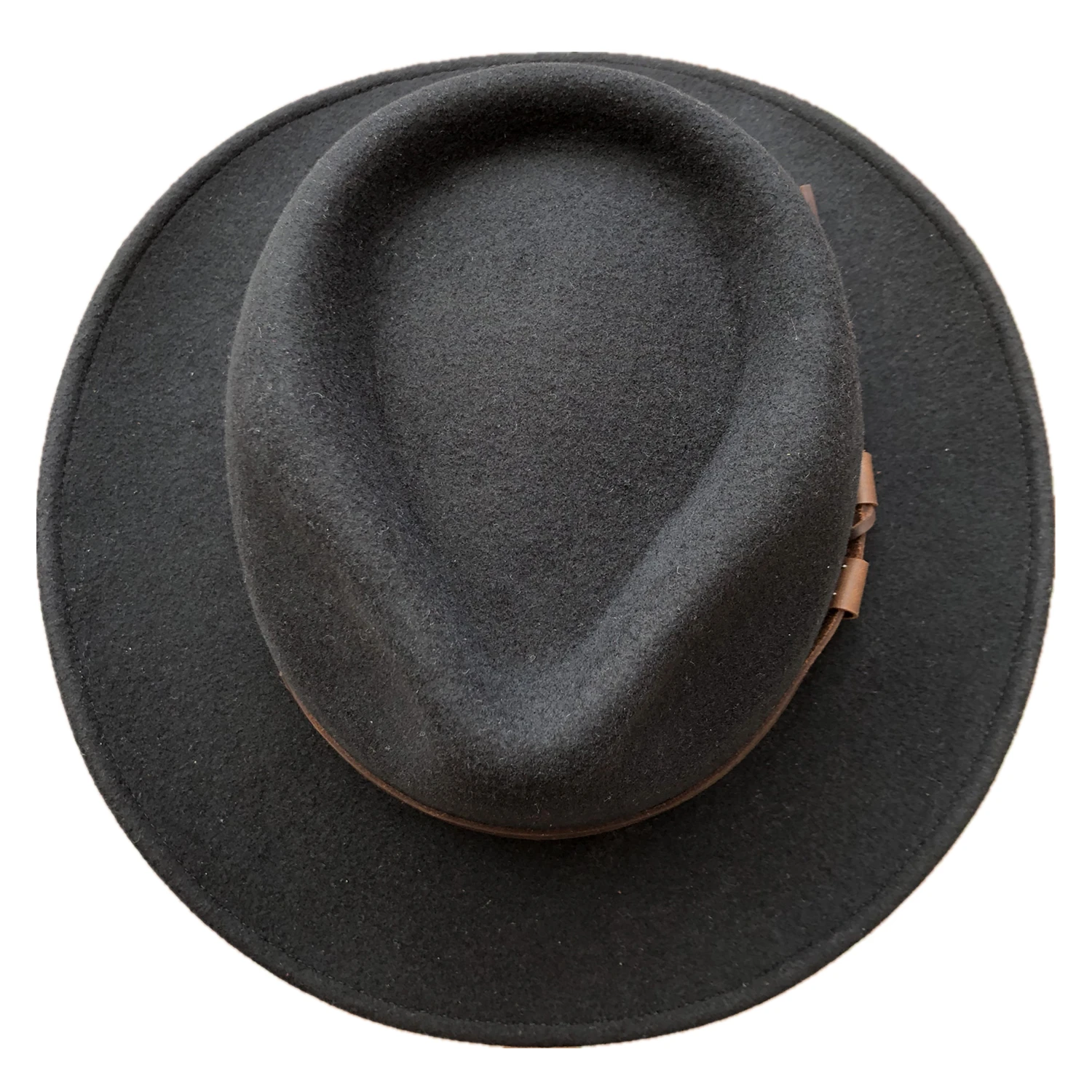 Classic Wool Felt Brown Pork Pie Hat   Porkpie Jazz Fedora Hat Round Top Trilby Stingy Brim Hats