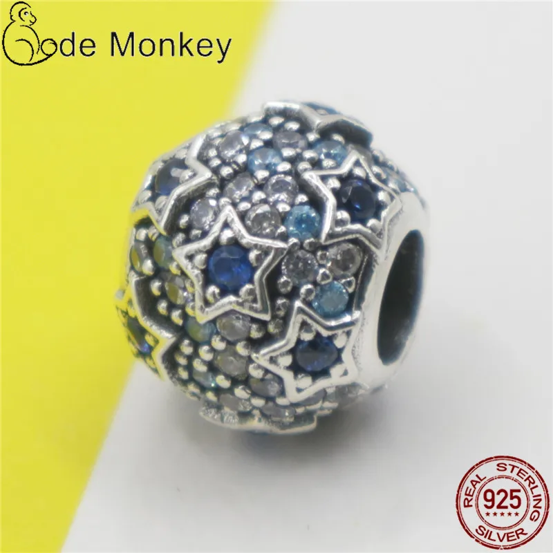 CodeMonkey Clear CZ Blue Star Relief Fit оригинальный 3 мм браслет и Висячие Серьги Горячая