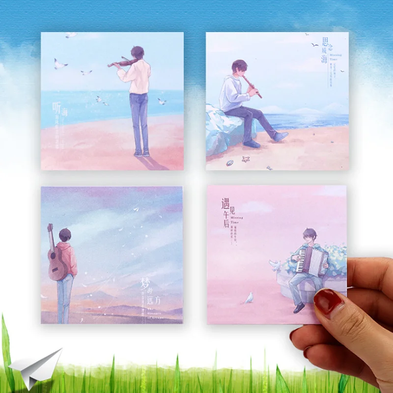 Стикеры для заметок милый Молодежный музыкальный мальчик блокнот Мультяшные