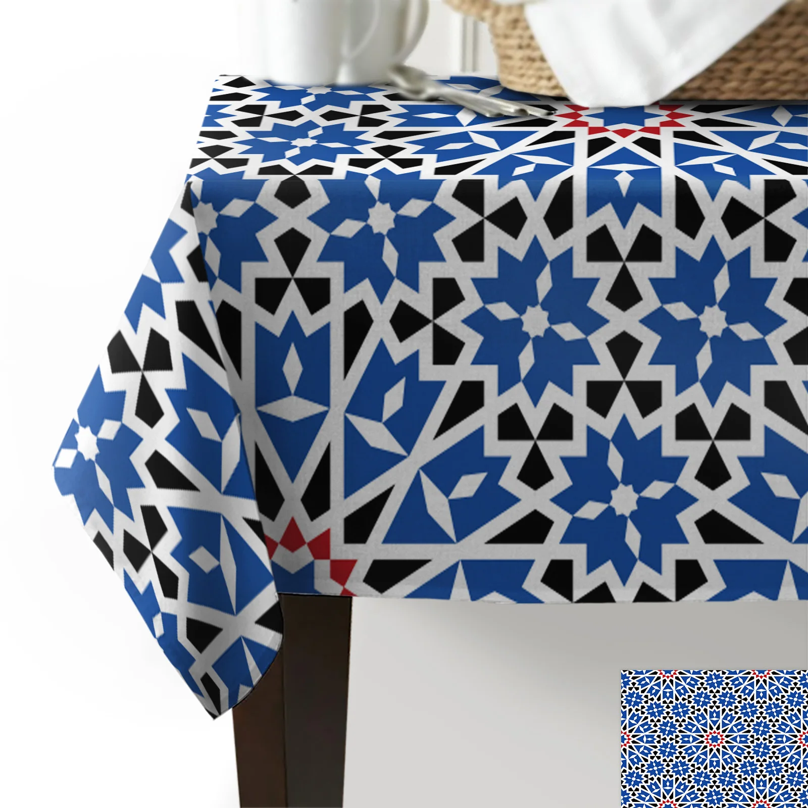 Абстрактная Марокканская синяя Цветочная скатерть для стола Водонепроницаемая
