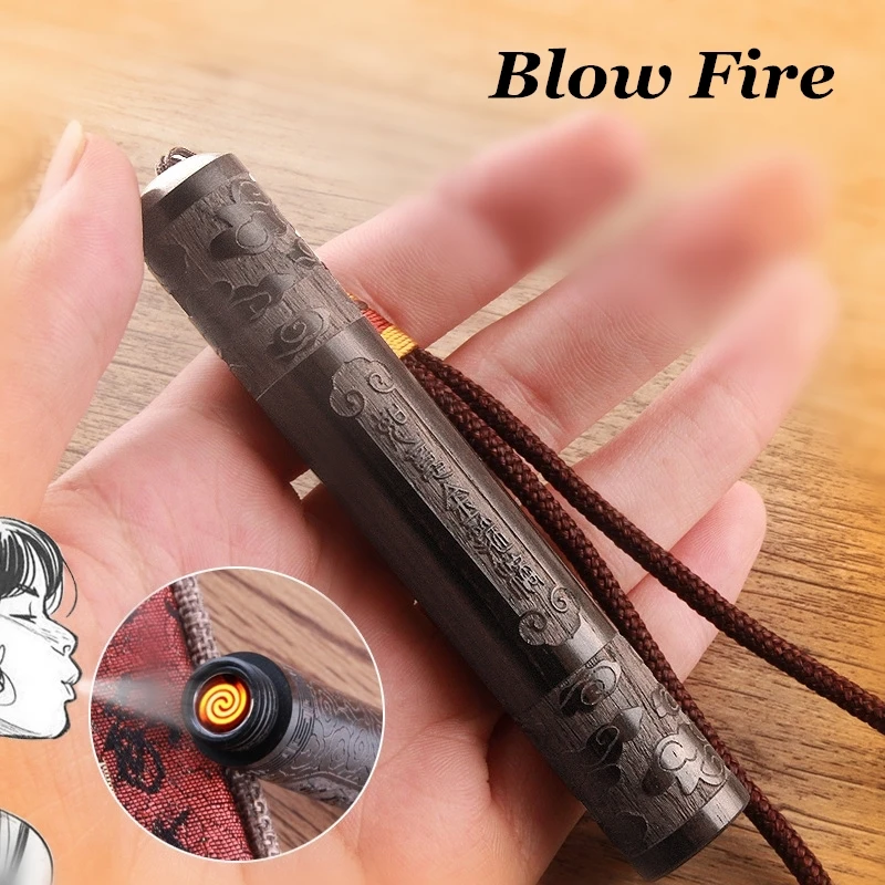 Китайский стиль USB Зажигалка деревянная Электронная подвеска перезаряжаемая