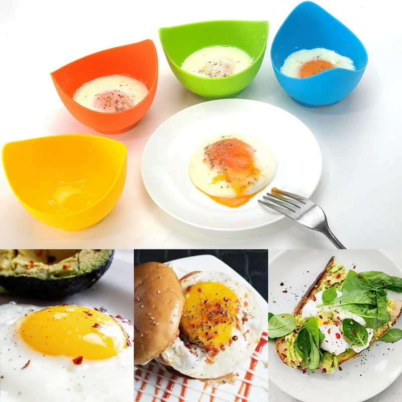 

Norbi Egg Cooker Non-stick Egg Steamer Silicone High Temperature Resistant Kitchen Accessories Egg Making Tools Solid Color 4pcs