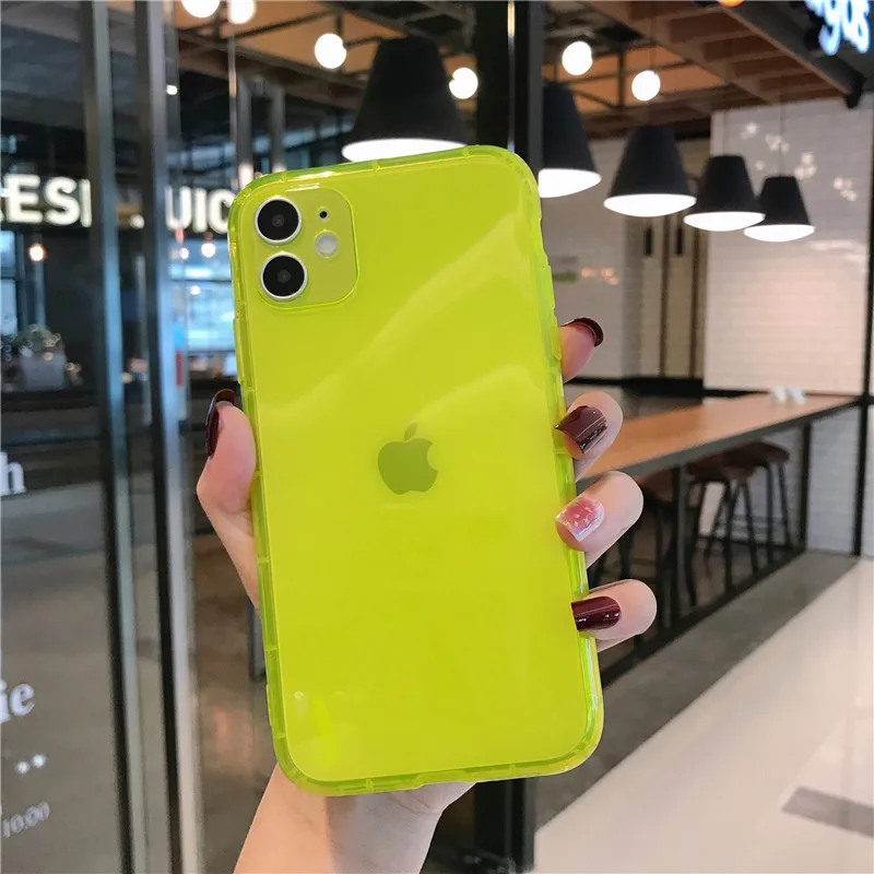 LOVECOM неоновый флуоресцентный противоударный чехол для телефона iPhone 12 Mini 11 Pro Max XR X