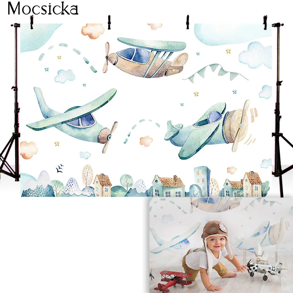 Photography Backdrop Newborn Kids Adventure Cake Smash Portrait Photo Background 1st Birthday Party Decoration Navigator Pilot |