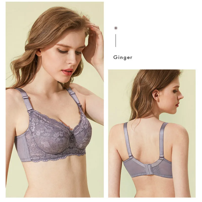

Womens 3/4 Cup Daily Bra Floral Lace Non-Foam Underwired Minimizer Bra 34 36 38 40 B C D DD Sexy Push Up Bra