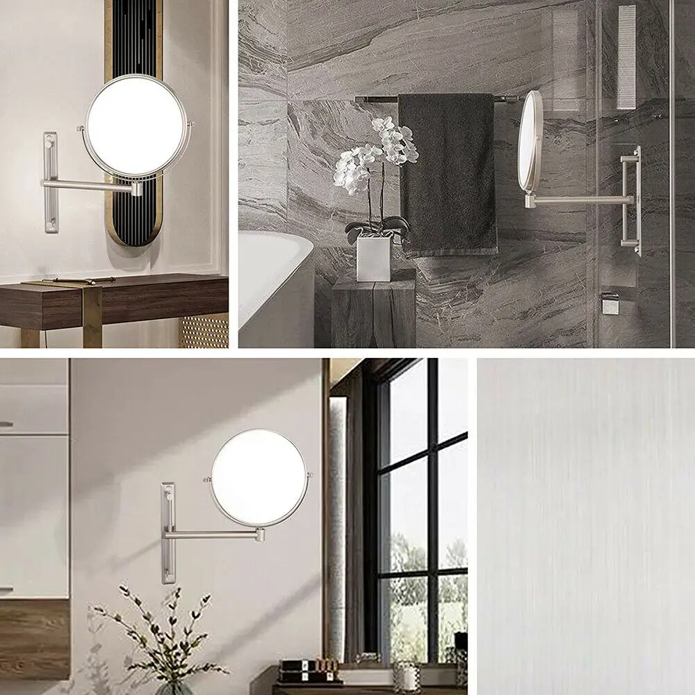 GURUN 8'' Nickel Finished 3/5/7/10X Magnification Wall Mounted Double Sided Vanity Shaving Cosmetic Bathroom Hotel Makeup Mirror |