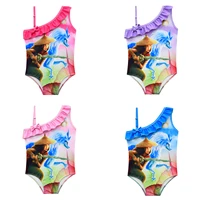 2021 new childrens swimsuit raya and the last dragon cartoon anime childrens diagonal sling swimsuit girls one piece swimming
