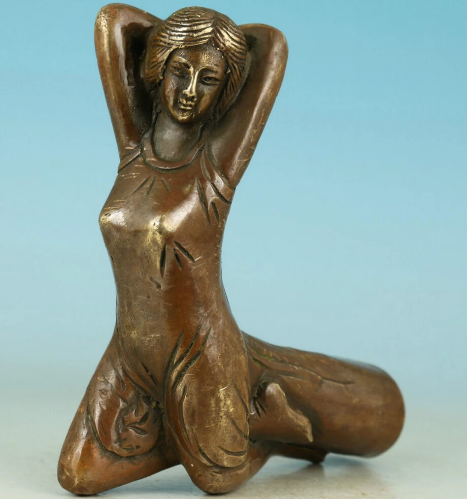 Бесплатная доставка китайская старинная бронза ручная работа резная статуя