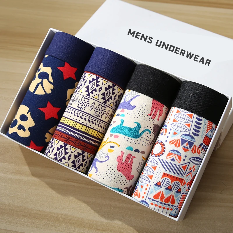 4 шт. мужские трусы боксеры с принтом|Мужские боксеры| |