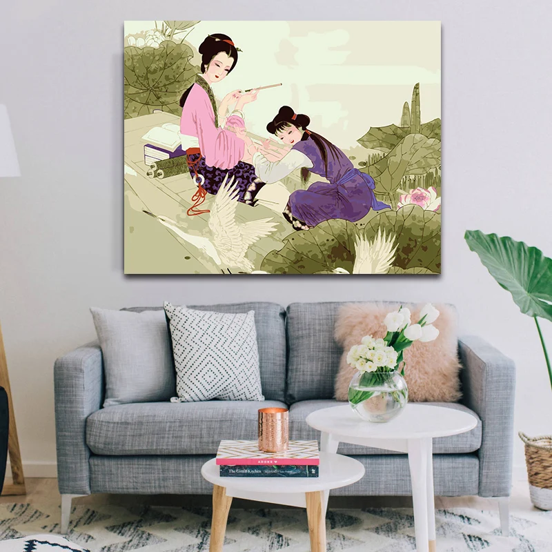 DIY colorings pictures by numbers with As a female picture drawing Relief painting framed Home | Дом и сад