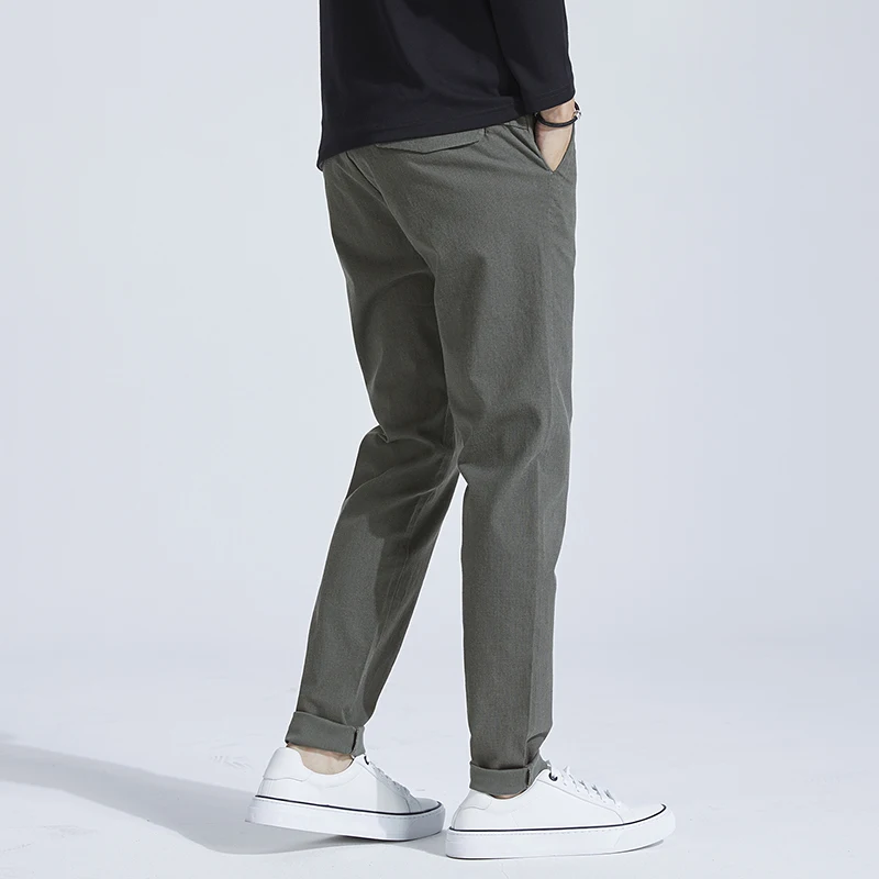 (2 packs) Spring summer New Casual Pants Men Business Fashion Elastic Straigh Trousers Male Brand Gray green Black 28-38 | Мужская