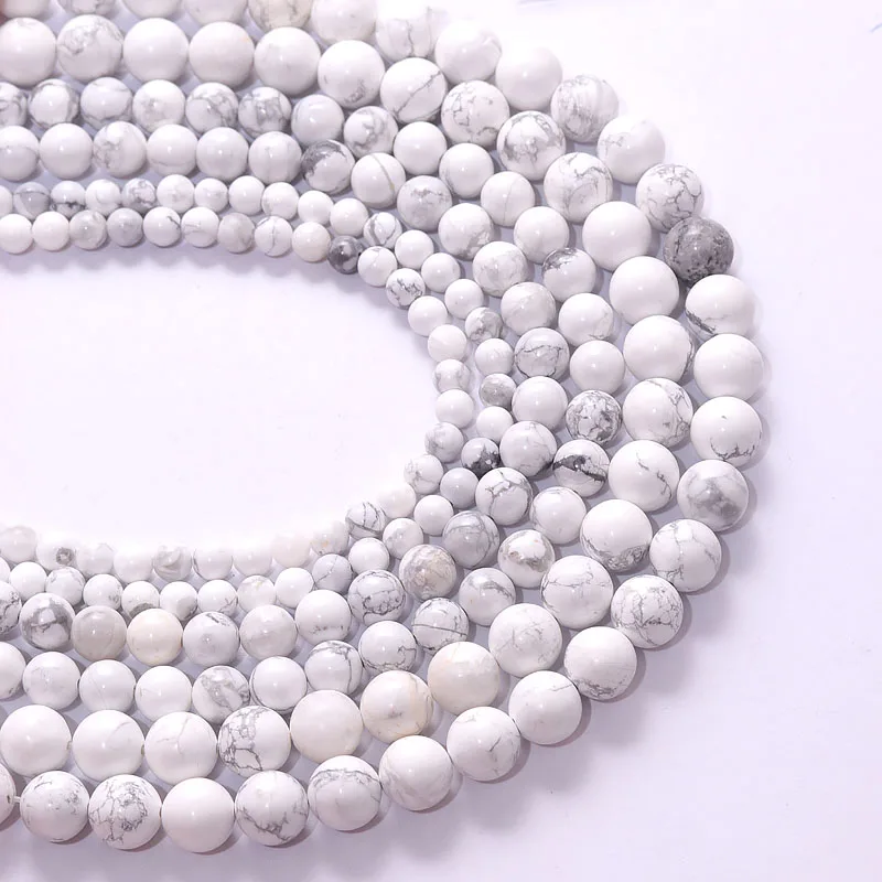 

7A Grade Natural Stone Natural Howlite White Round Loose Beads 4mm-12mm for Jewelry Making Wholesale Jewelry Halloween Jewelry