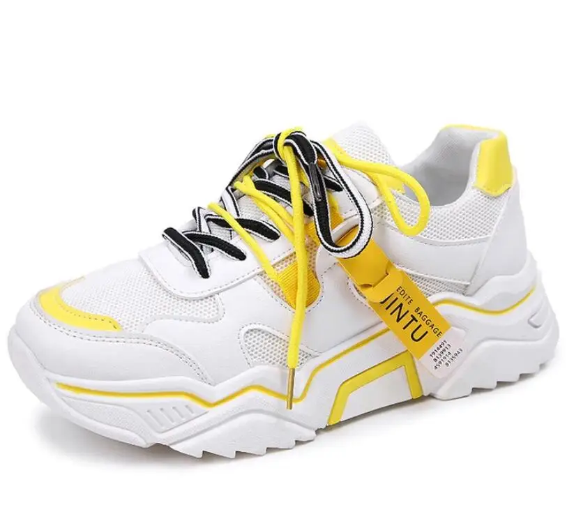 Women Sneakers Hidden Heels Winter High Top Plush Inside Warm Dad Chunky Platform Height Increasing Black Ankle Sneakers Female - Цвет: Yellow single shoes