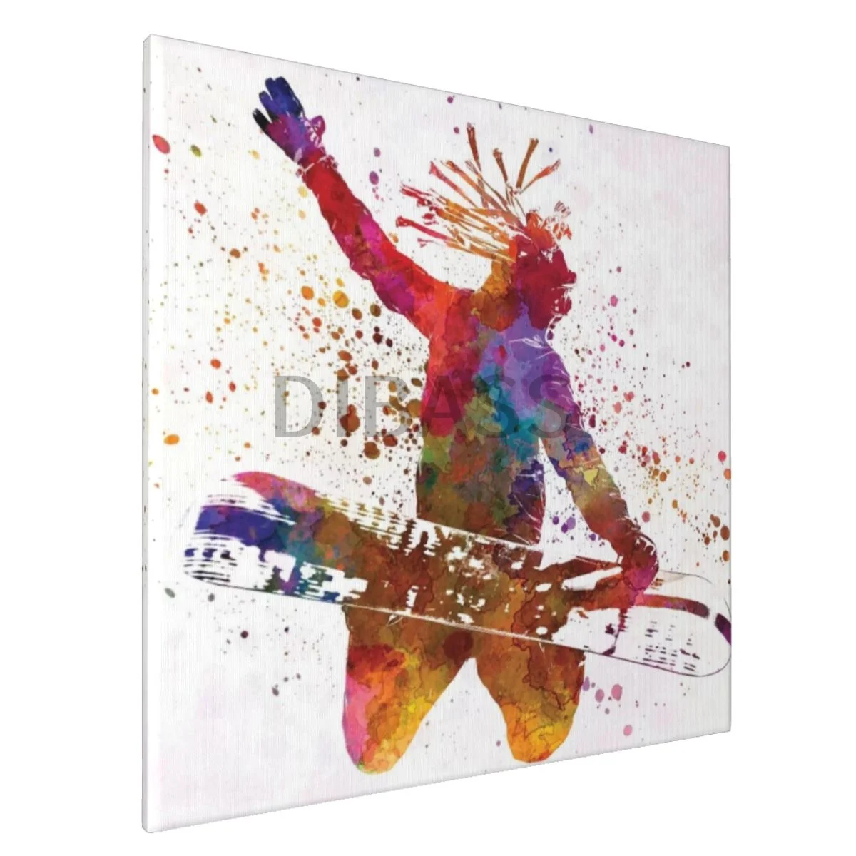 

Young Snowboarder Man In Watercolor II - Canvas Print With Framed Wall Art Painting Home Decor for Living Room,Bedroom