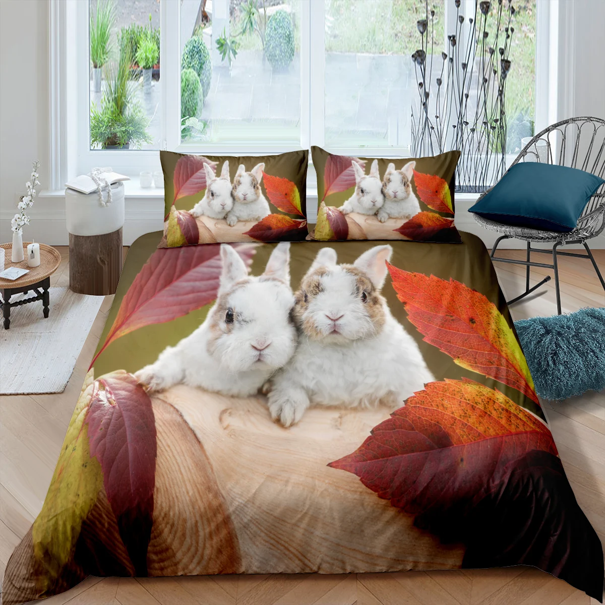 

3D Cute Rabbit Bedding Sets Comforter Animal Printing Bed Linen Pillowcase King Size Child Adornment Bed Home Textiles