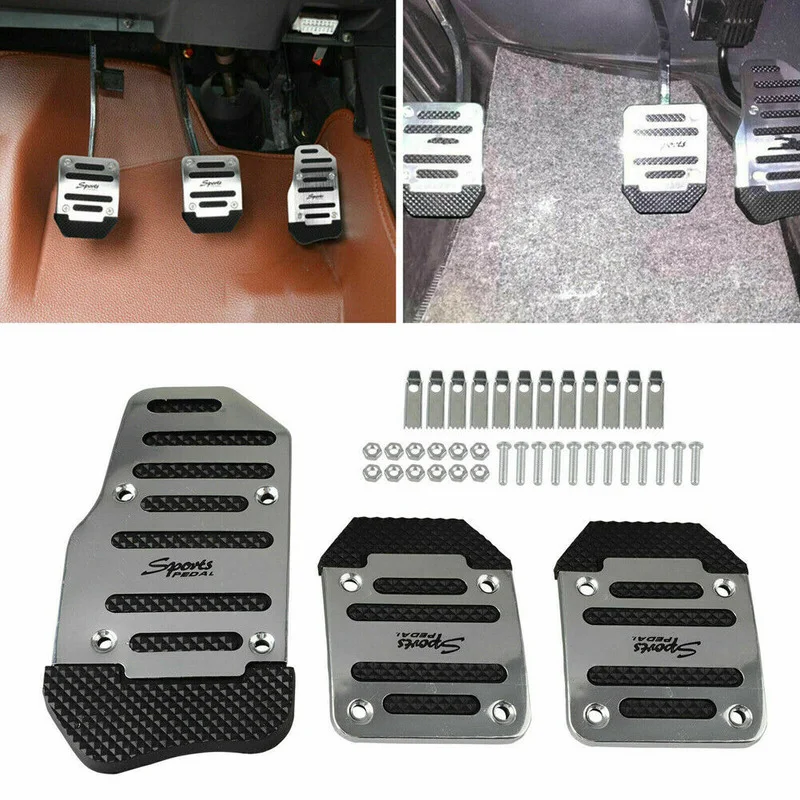 

3Pcs Universal Silver Car Non-slip Automatic Gas Brake Foot Pedal Pad Cover Accessories High Quality Pedal Brake Tool Universal