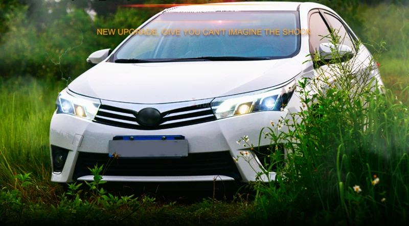 Фары для Toyota Corolla 2014 2015 головные лампы в сборе металлическая осветительная