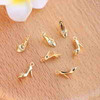14k gold zircon three dimensional high heeled shoes pendant 9 10mm used for diy necklaces earrings accessories jewelry an