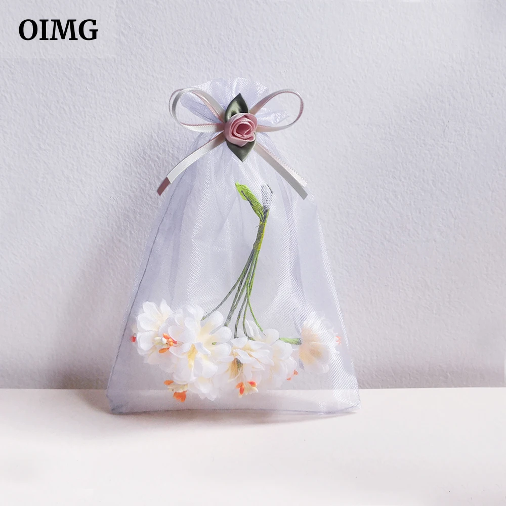 

16x22 Organza Bags with Fur Butterfly Knot Jewelry Packaging Gift Candy Favors Pouches Drawable Bags Present Sweets Pouches 1pcs