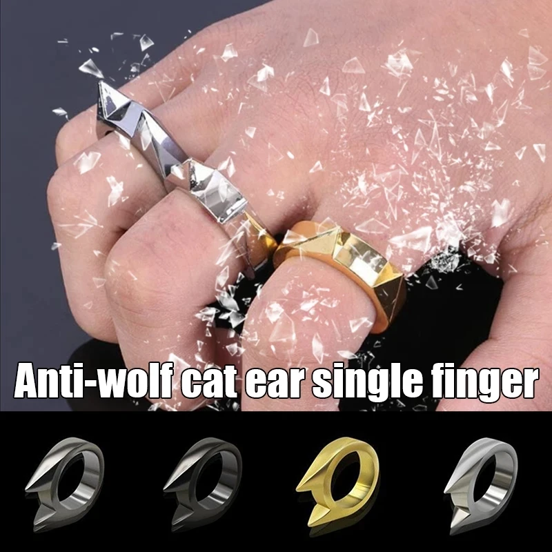 

Titanium Steel Spiked Rivet Cone Self-defense Nail Barbed Rings Thorn Head anti-wolf Ring For Men Women Punk Style Jewelry