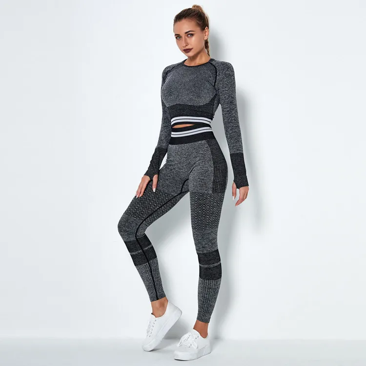 

Women Vital Seamless Yoga Set Gym Clothing Fitness Leggings+Cropped Shirts Sport Suit Women Long Sleeve Tracksuit Active Wear