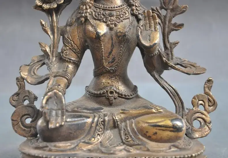 Старый тибетский буддизм Джосс белый богиня тара Kwan yin статуя Гуаньинь|Статуи и
