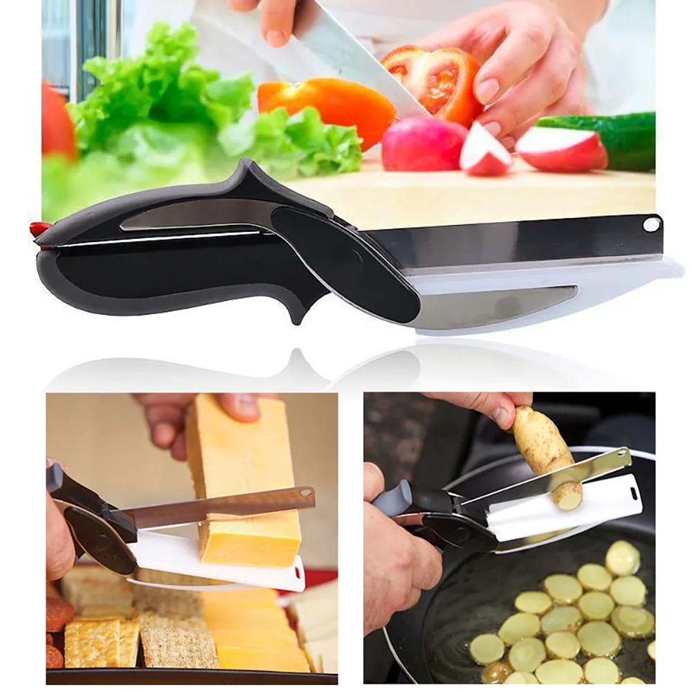 

Multifunction 2 in 1 Vegetable Cutter Children's Baby Food Supplement Smart Scissors Circlip Shears with Peeling
