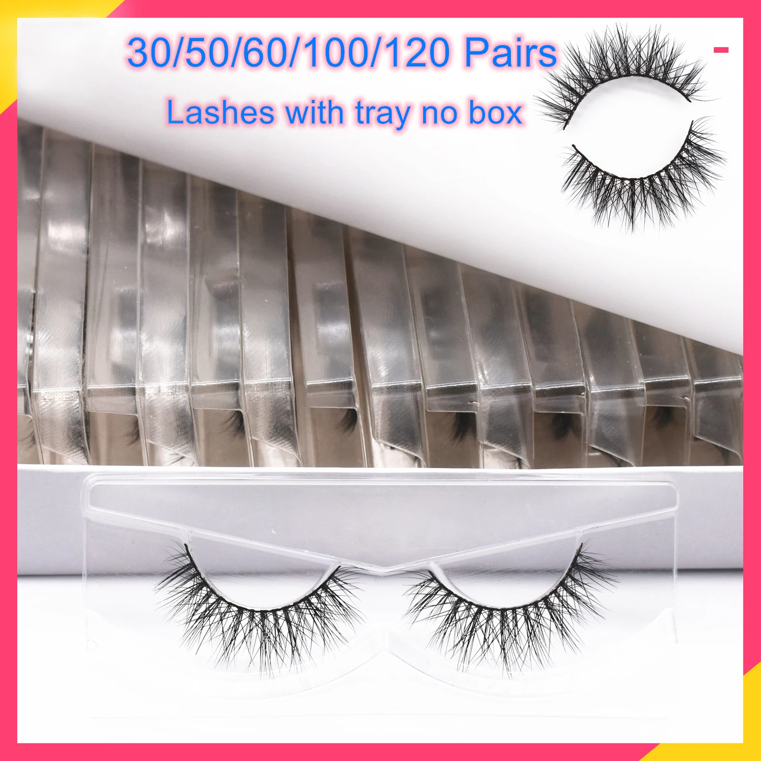 Wholesale 30/50/60/100/120 Pairs 5D Mink Lashes 3D Mink Eyelashes in Bulk False Eyelash Makeup Wispy Natural Long Mink Eyelashes