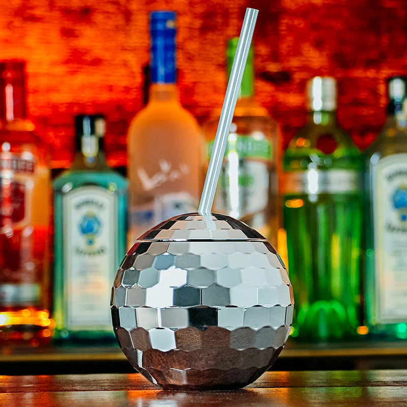 

Creative Disco Flash Ball Cocktail Cup Nightclub Bar Party Flashlight Straw Wine Glass Drinking Syrup Tea Yerba Mate Bottle