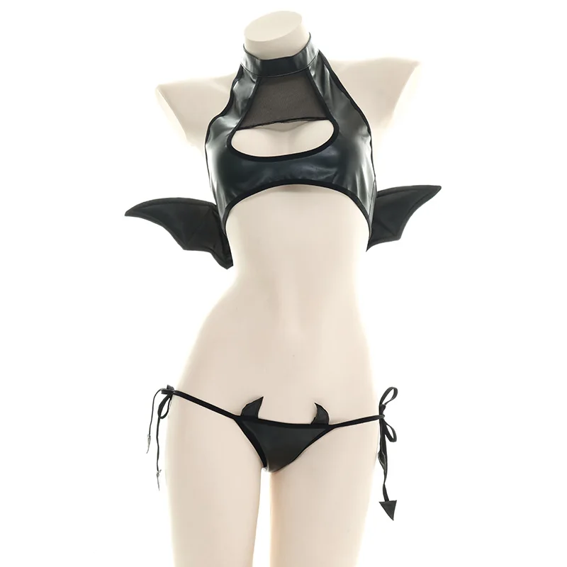 

Sexy Halloween Outfits Voor Vrouwen Dienstmeisjes Outfit Demon Duivel Kostuum Zwart Anime Koe Cosplay Lingerie Rollenspel Open