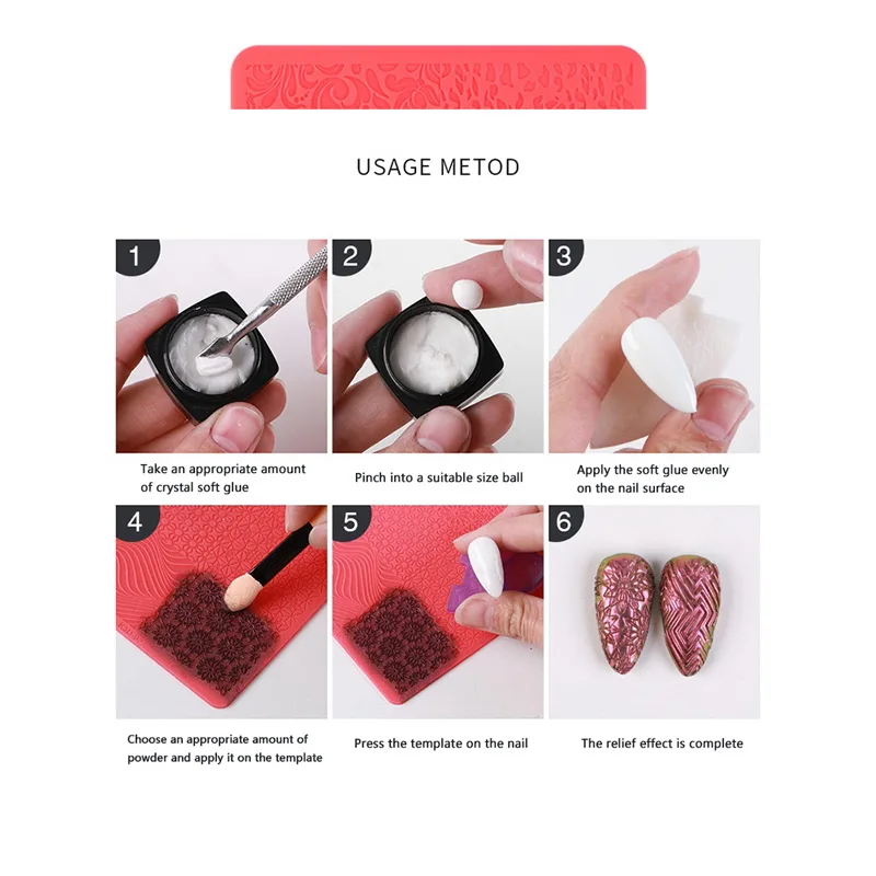 

3D Nail Art Tools Soft Silicone Nail art printing template Nail Carving Mold Sculpture Stamping Stencils Environmentally Relief