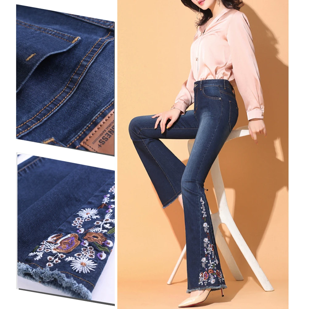Женские хлопковые винтажные джинсы клеш из полиэстера с Боковым Разрезом