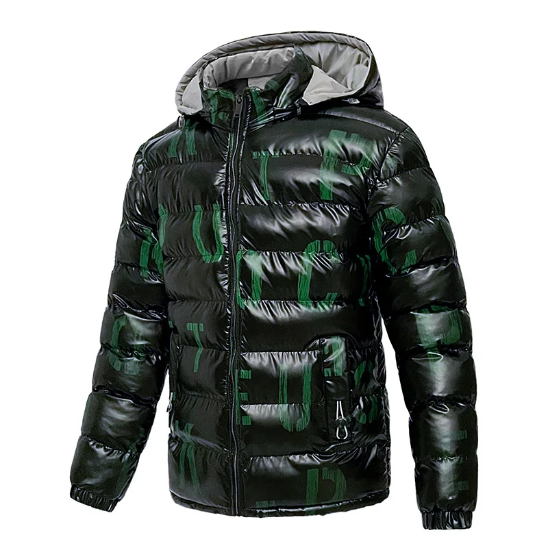

Reflective Parkas Winter Jackets Men Bubble Padded Jacket Thickened Warm Hooded Coats Male Fashion Casual Slim Fit Outerwear