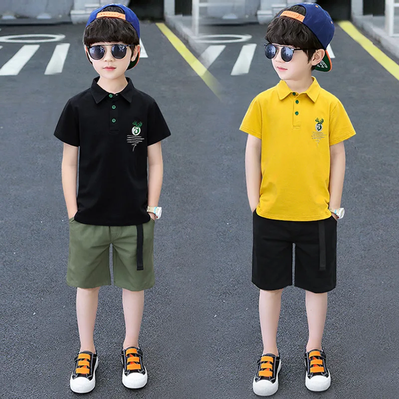 

Children's Clothing Boys' Suit Children's Polo Shirt Summer Short Sleeve Two Piece Set 2021 New Boys' Handsome Fashion