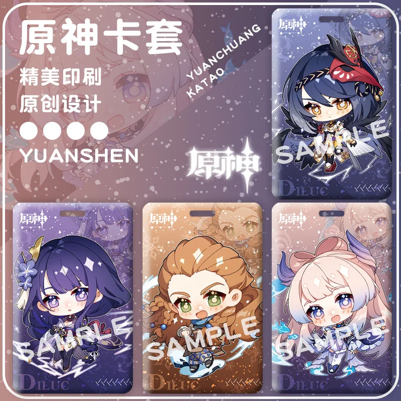 

1pc Genshin Impact Badge Holder Cute Cartoon Characters Bus Card ID Card Holder Student Accessories School Business Supplies