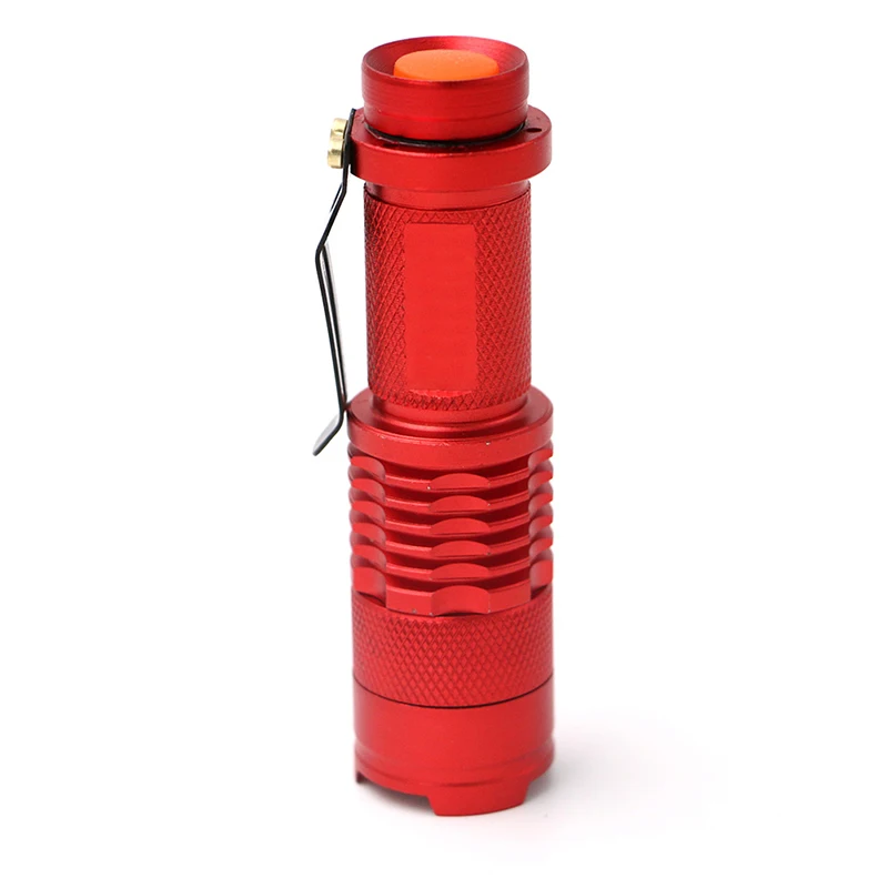 Red ZK20 мини-фонарик Q5 светодиодный фонарь AA/14500 Регулируемый зум водонепроницаемый наружный фонарь фонарик в виде авторучки Прямая поставка - Испускаемый цвет: Red
