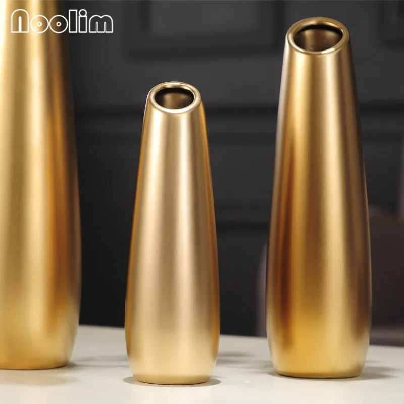Скандинавская матовая Золотая и серебряная керамическая ваза для цветов