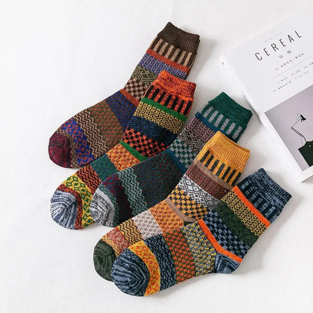 

5Pairs Men Winter Warm Socks Thicken Warm Cotton Socks Casual Socks Home Warm Medium High Socks Winter Daily Tube Quality M Q8K6