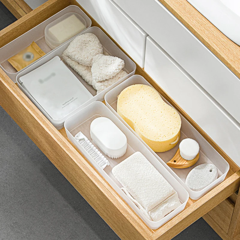 Drawer Cosmetic Organizer Box Transparent Plastic Desk Storage Makeup Jewelry Stationery tableware Closet Organizers | Дом и сад