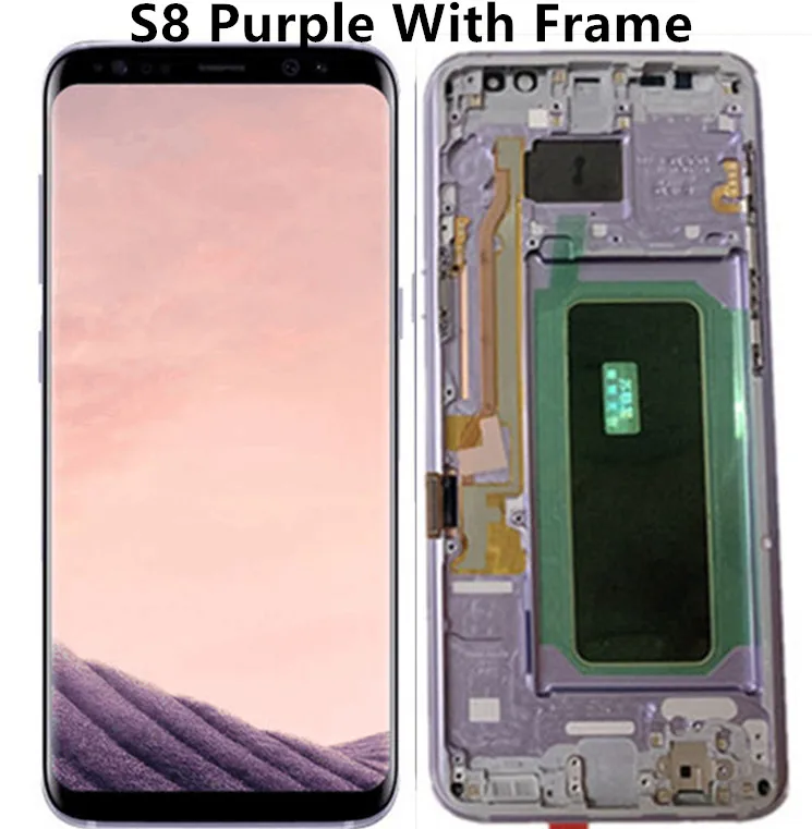 S8 Purple With Frame ЖК-дисплей для samsung Galaxy S8, ЖК-дисплей S8 plus, G950, G950F, G955fd, G955F, G955, с тенью, с сенсорным экраном, оцифровать - Цвет: S8 Purple With Frame