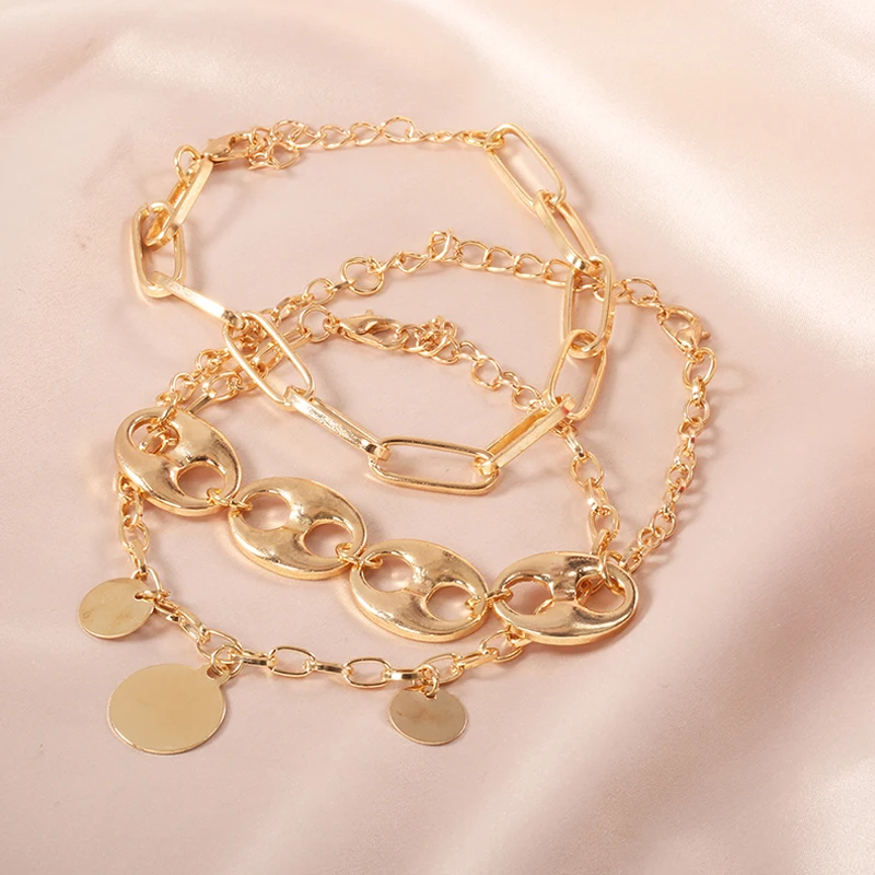 3 шт./компл. богемные браслеты индивидуальные круглые геометрические на цепочке