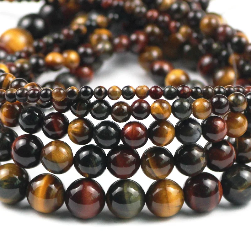 

YHBZRET Multicolor Tiger Eye Natural Stone 4/6/8/10/12MM Round Loose beads for Jewelry bracelet necklace making DIY accessories