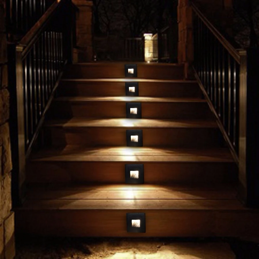 

10PCS 1/3W Outdoor Recessed LED Stair Step Light Corridor Aisle Wall Corner Light Landscape Buried Stairway Night Light