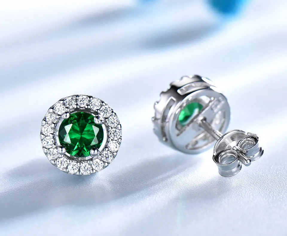 LMFALECA тонкой Зеленый Изумруд Серьги гвоздики в виде капель с кристаллами форме