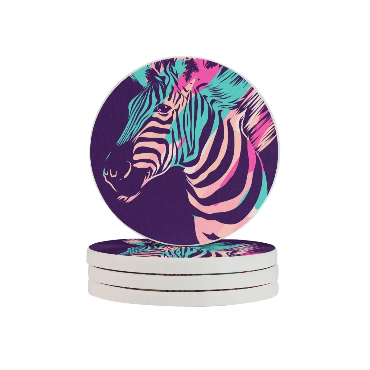 

4 Pcs Table Coaster Colorful Zebra Animal Heat Resistant Mat Drink Glass Coasters