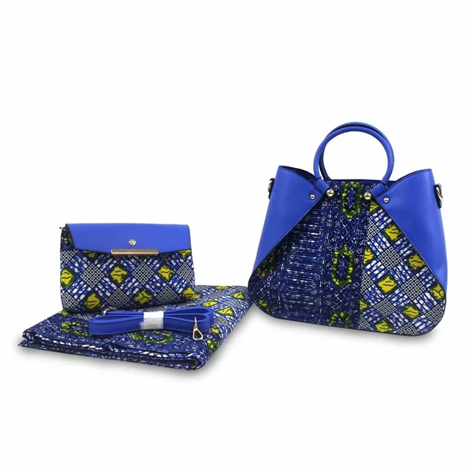 Комплект из 3 предметов Сумочка + клатч 6 ярдов африканская ткань с принтом