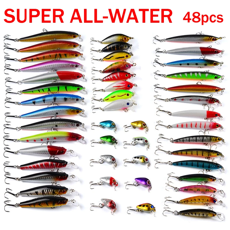

48 Classic Lure Bait Set Mix Crank Minnow Hard Bait Mix Topmouth Culter Perch Eat Dws480 Fishing Lure