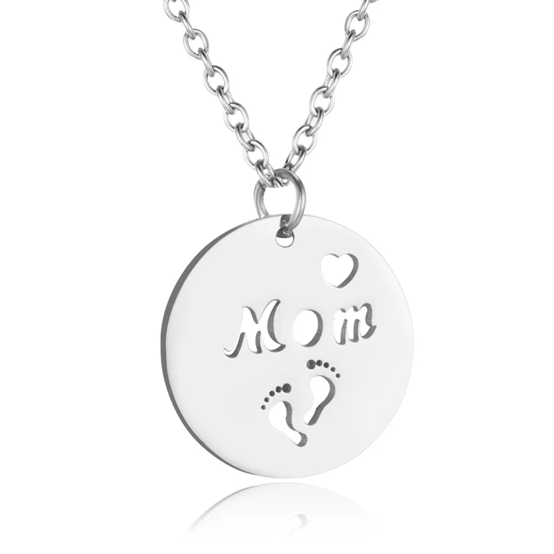 Женское модное ожерелье из нержавеющей стали ZPAMS золотое с надписью Love Mom and Kid