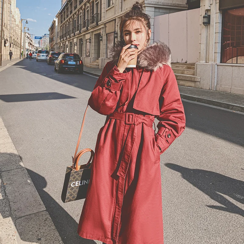 В наличии! Утолщенная длинная парка из 2021 кроличьего меха | Женская одежда